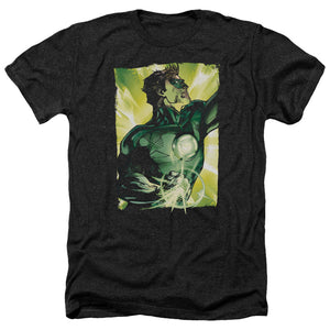 AN OFFCIALLY LICENSED GREEN LANTERN UP UP MEN'S HEATHER T-SHIRT CHARCOAL
