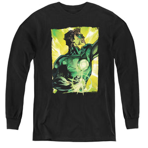 AN OFFCIALLY LICENSED GREEN LANTERN UP UP YOUTH LONG SLEEVE T-SHIRT BLACK