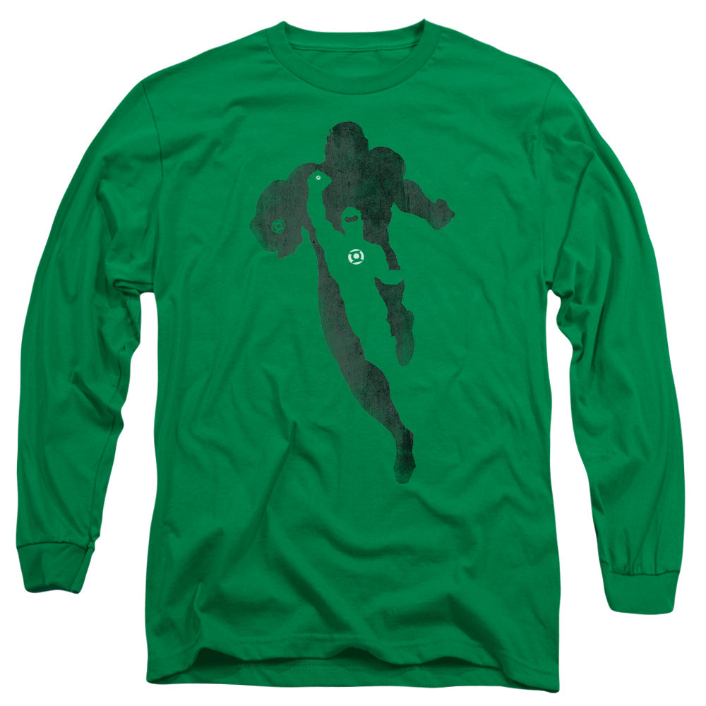 AN OFFCIALLY LICENSED DC LANTERN KNOCKOUT MEN'S LONG SLEEVE T-SHIRT KELLY GREEN