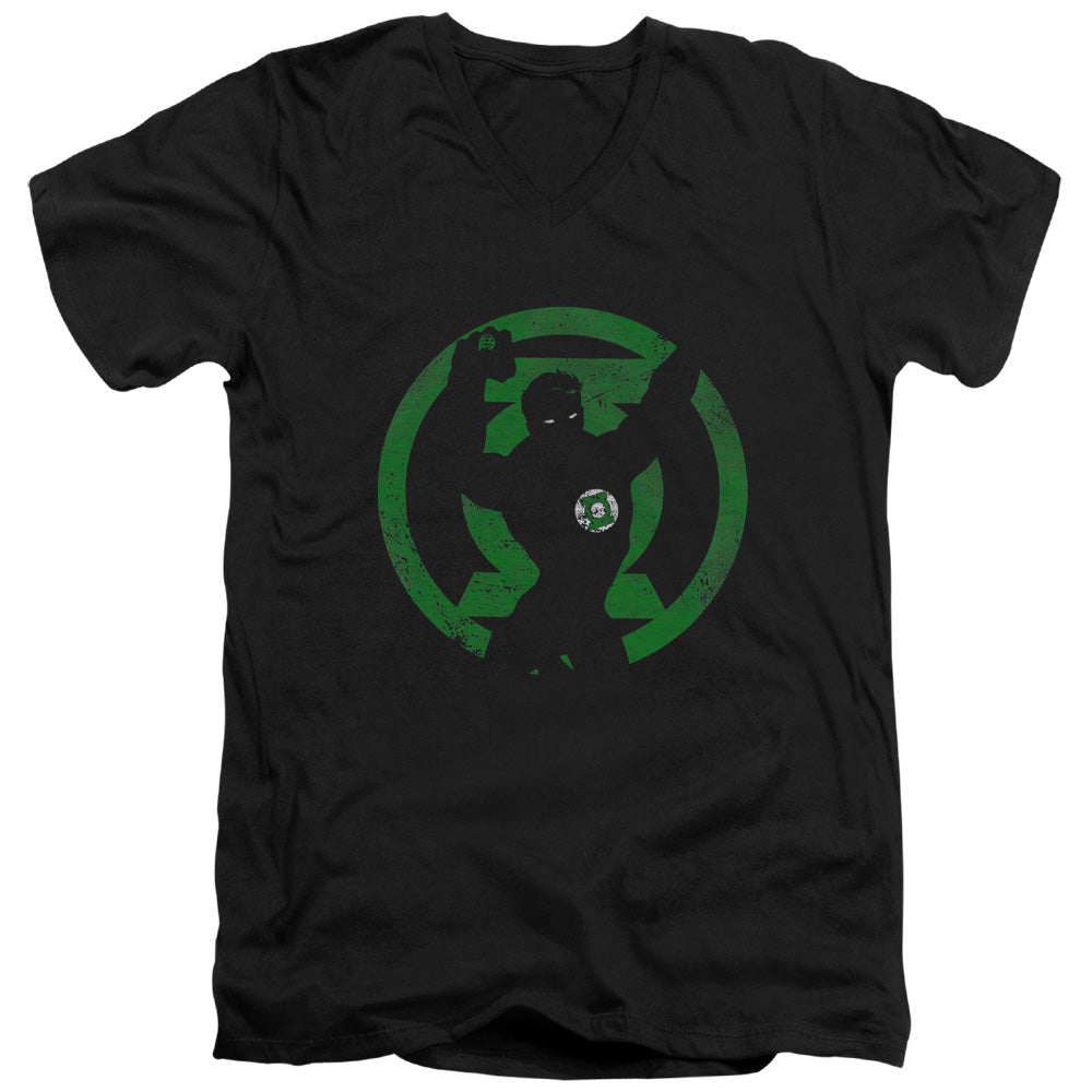 AN OFFCIALLY LICENSED DC GL SYMBOL KNOCKOUT MEN'S V-NECK T-SHIRT BLACK