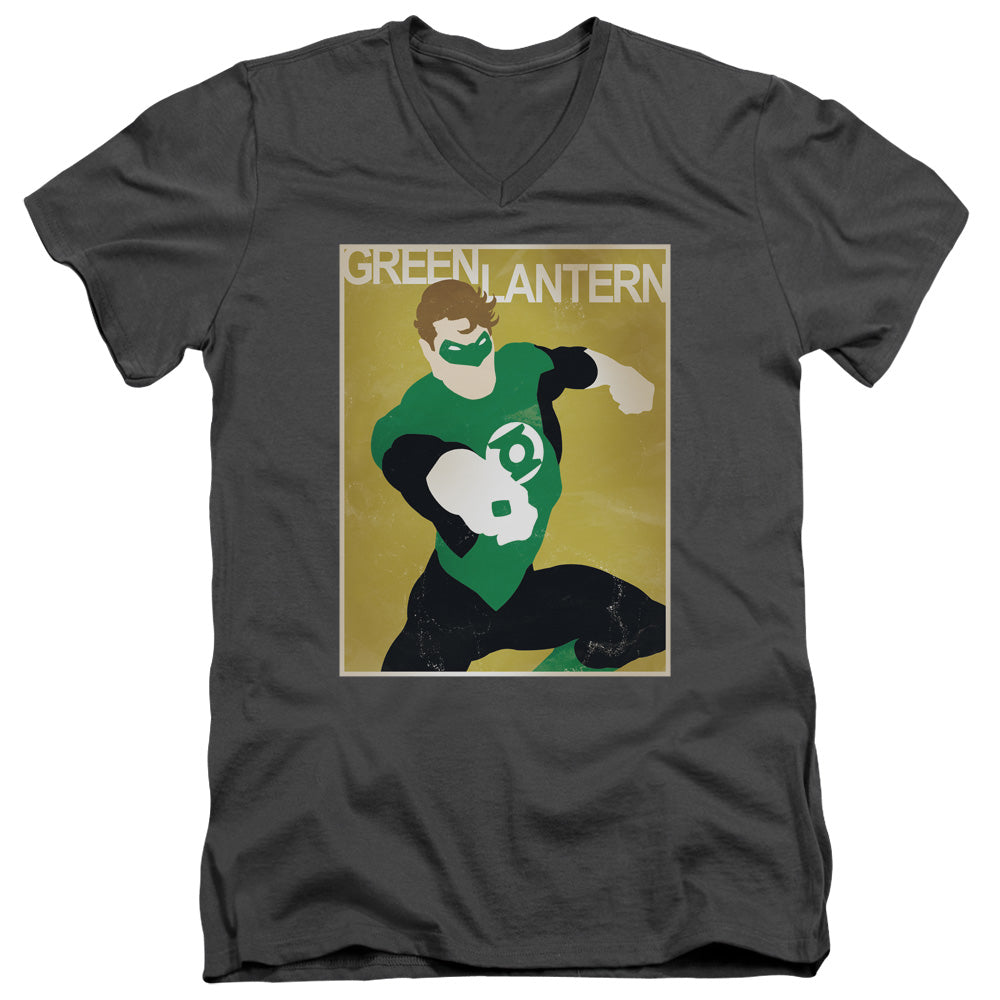 AN OFFCIALLY LICENSED DC SIMPLE GL POSTER MEN'S V-NECK T-SHIRT CHARCOAL