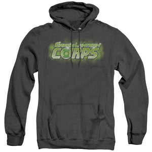 AN OFFCIALLY LICENSED GREEN LANTERN GL CORPS TITLE ADULT UNISEX HEATHER PULLOVER HOODIE BLACK
