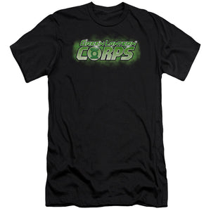 AN OFFCIALLY LICENSED GREEN LANTERN GL CORPS TITLE MEN'S PREMIUM SLIM FIT T-SHIRT BLACK