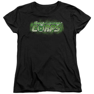 AN OFFCIALLY LICENSED GREEN LANTERN GL CORPS TITLE WOMEN'S REGULAR FIT T-SHIRT BLACK