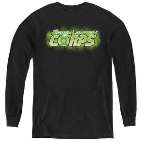 AN OFFCIALLY LICENSED GREEN LANTERN GL CORPS TITLE YOUTH LONG SLEEVE T-SHIRT BLACK