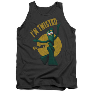 AN OFFCIALLY LICENSED GUMBY TWISTED ADULT UNISEX TANK TOP CHARCOAL