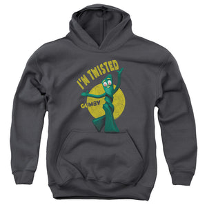 AN OFFCIALLY LICENSED GUMBY TWISTED YOUTH HOODIE CHARCOAL