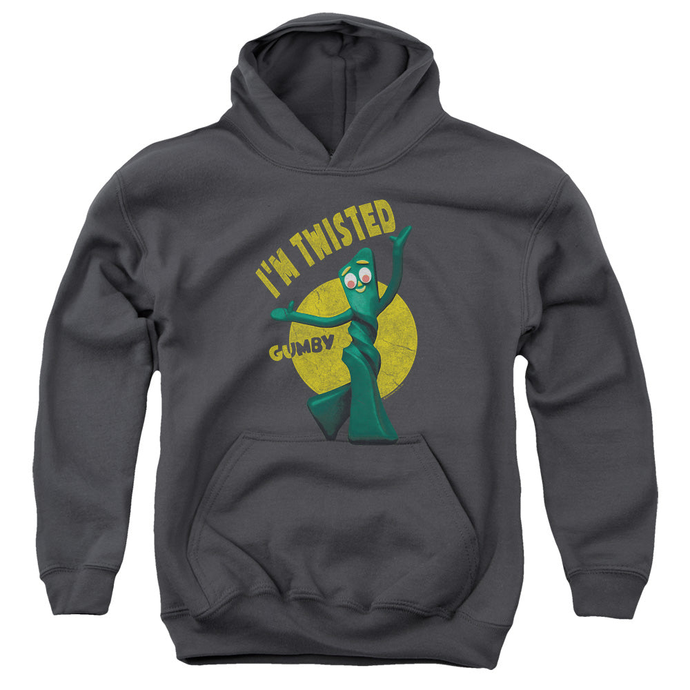 AN OFFCIALLY LICENSED GUMBY TWISTED YOUTH HOODIE CHARCOAL