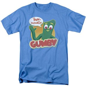 AN OFFCIALLY LICENSED GUMBY FUN & FLEXIBLE MEN'S REGULAR FIT T-SHIRT CAROLINA BLUE
