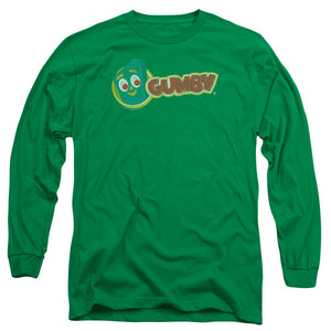 AN OFFCIALLY LICENSED GUMBY LOGO MEN'S LONG SLEEVE T-SHIRT KELLY GREEN