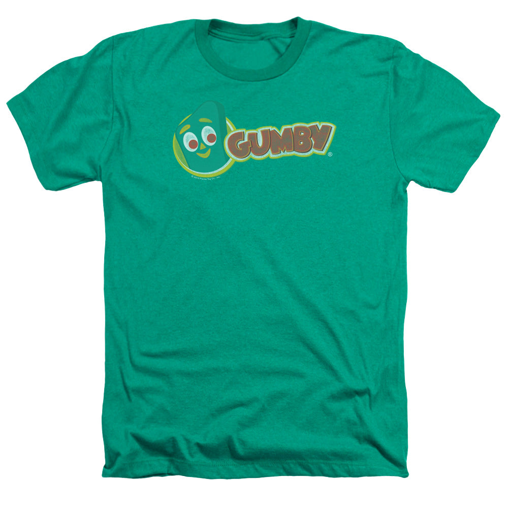 AN OFFCIALLY LICENSED GUMBY LOGO MEN'S HEATHER T-SHIRT KELLY GREEN