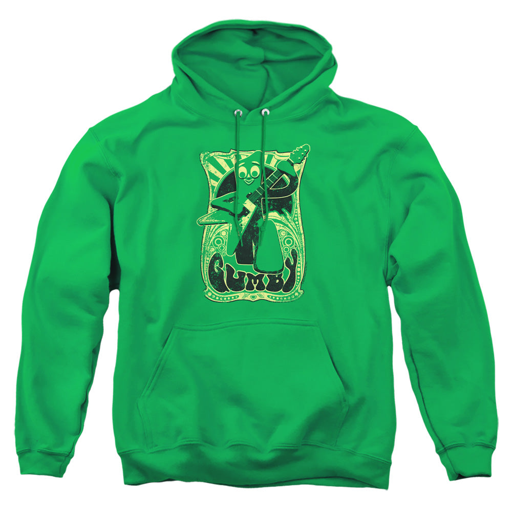 AN OFFCIALLY LICENSED GUMBY VINTAGE ROCK POSTER ADULT UNISEX PULLOVER HOODIE KELLY GREEN