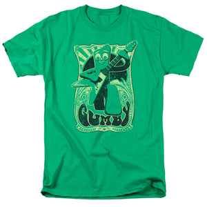 AN OFFCIALLY LICENSED GUMBY VINTAGE ROCK POSTER MEN'S REGULAR FIT T-SHIRT KELLY GREEN