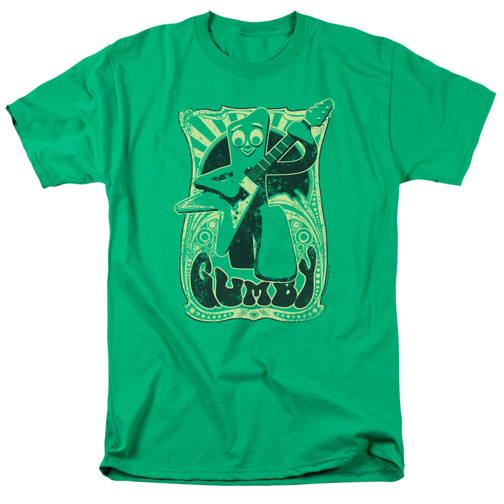 AN OFFCIALLY LICENSED GUMBY VINTAGE ROCK POSTER MEN'S REGULAR FIT T-SHIRT KELLY GREEN