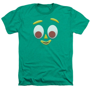 AN OFFCIALLY LICENSED GUMBY GUMBME MEN'S HEATHER T-SHIRT KELLY GREEN