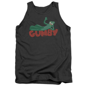 AN OFFCIALLY LICENSED GUMBY ON LOGO ADULT UNISEX TANK TOP CHARCOAL
