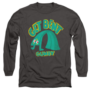 AN OFFCIALLY LICENSED GUMBY GET BENT MEN'S LONG SLEEVE T-SHIRT CHARCOAL