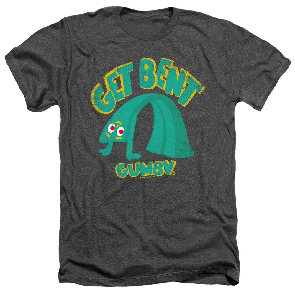 AN OFFCIALLY LICENSED GUMBY GET BENT MEN'S HEATHER T-SHIRT CHARCOAL