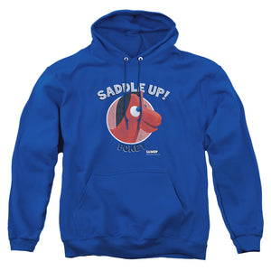 AN OFFCIALLY LICENSED GUMBY SADDLE UP ADULT UNISEX PULLOVER HOODIE ROYAL