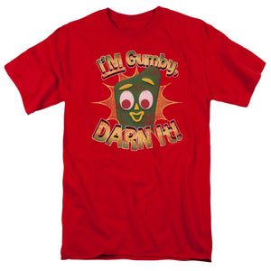 AN OFFCIALLY LICENSED GUMBY DARN IT MEN'S REGULAR FIT T-SHIRT RED