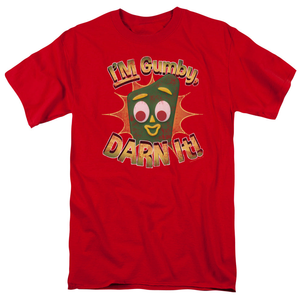 AN OFFCIALLY LICENSED GUMBY DARN IT MEN'S REGULAR FIT T-SHIRT RED