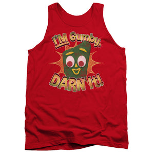 AN OFFCIALLY LICENSED GUMBY DARN IT ADULT UNISEX TANK TOP RED