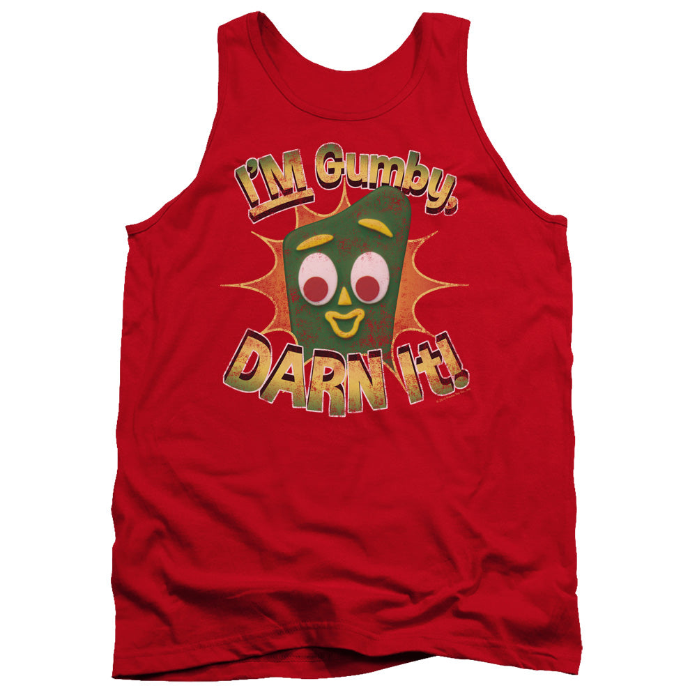 AN OFFCIALLY LICENSED GUMBY DARN IT ADULT UNISEX TANK TOP RED