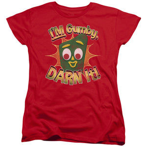 AN OFFCIALLY LICENSED GUMBY DARN IT WOMEN'S REGULAR FIT T-SHIRT RED