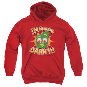 AN OFFCIALLY LICENSED GUMBY DARN IT YOUTH HOODIE RED