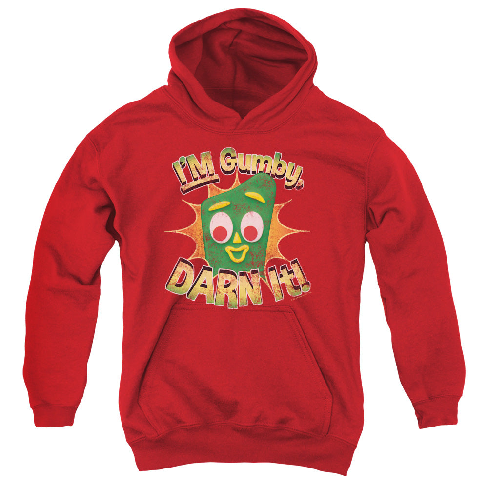 AN OFFCIALLY LICENSED GUMBY DARN IT YOUTH HOODIE RED