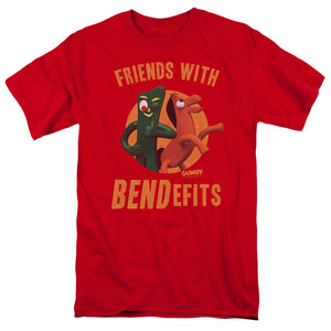 AN OFFCIALLY LICENSED GUMBY BENDEFITS MEN'S REGULAR FIT T-SHIRT RED