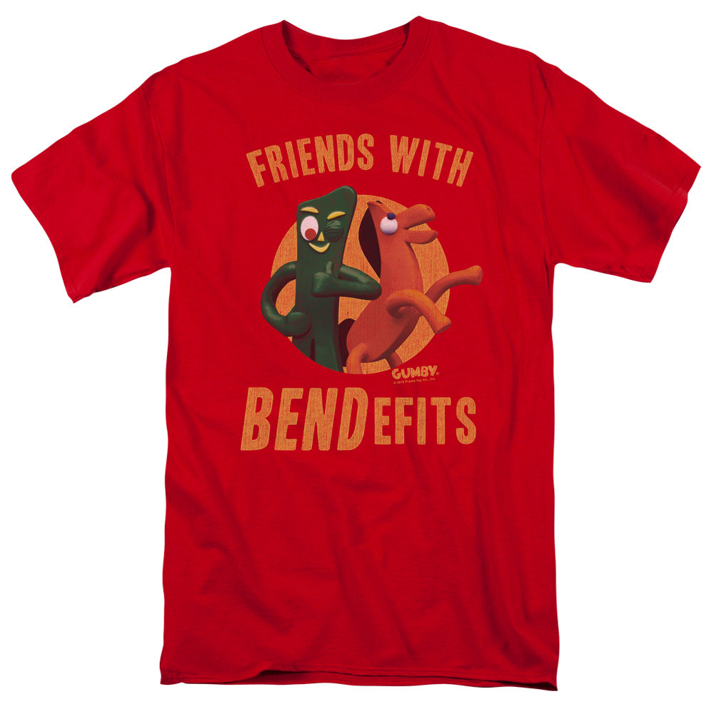 AN OFFCIALLY LICENSED GUMBY BENDEFITS MEN'S REGULAR FIT T-SHIRT RED