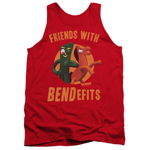 AN OFFCIALLY LICENSED GUMBY BENDEFITS ADULT UNISEX TANK TOP RED