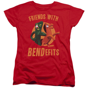 AN OFFCIALLY LICENSED GUMBY BENDEFITS WOMEN'S REGULAR FIT T-SHIRT RED