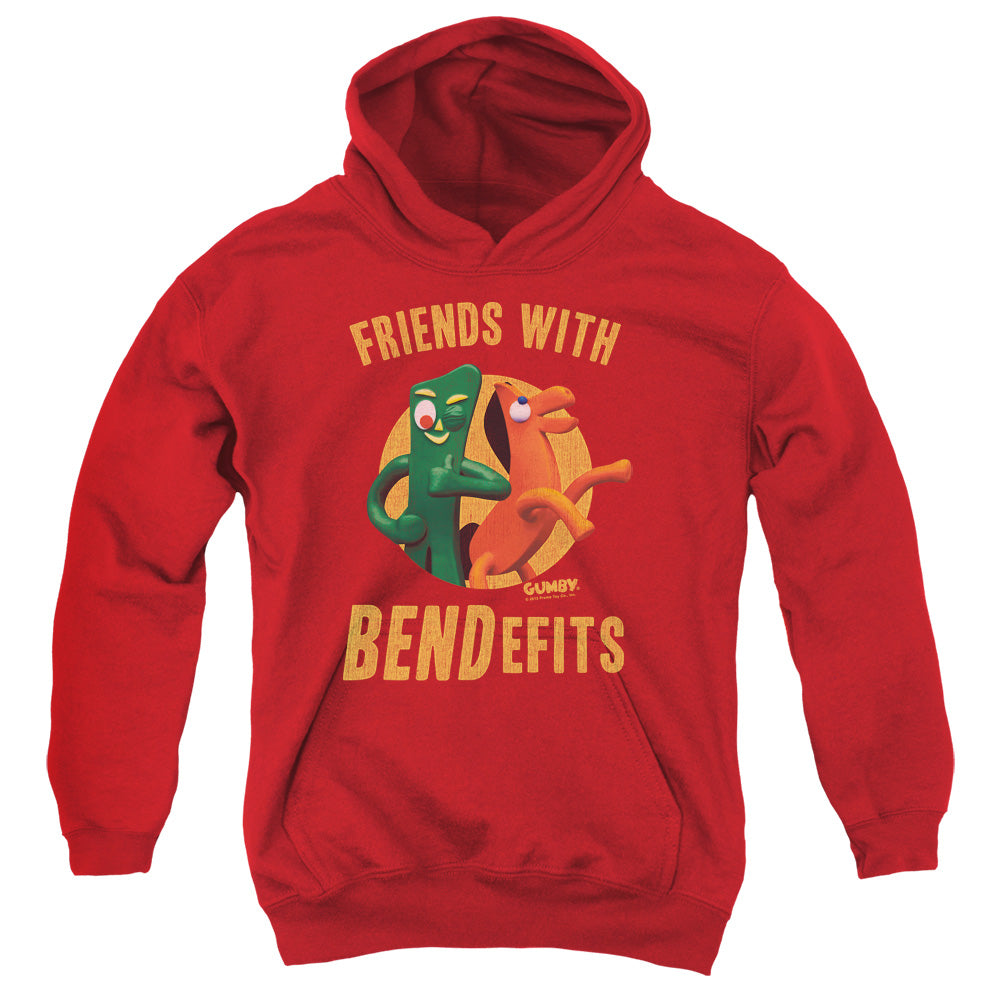 AN OFFCIALLY LICENSED GUMBY BENDEFITS YOUTH HOODIE RED