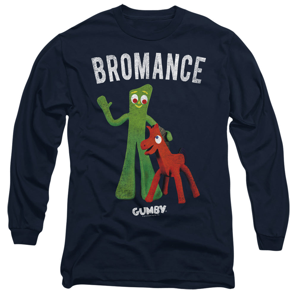 AN OFFCIALLY LICENSED GUMBY BROMANCE MEN'S LONG SLEEVE T-SHIRT NAVY