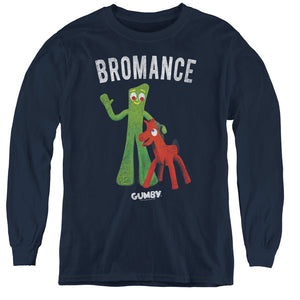 AN OFFCIALLY LICENSED GUMBY BROMANCE YOUTH LONG SLEEVE T-SHIRT NAVY