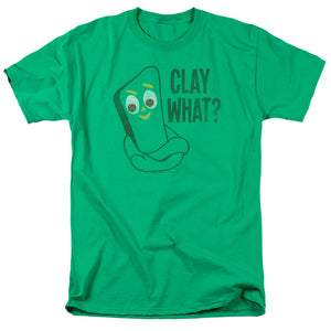 AN OFFCIALLY LICENSED GUMBY CLAY WHAT MEN'S REGULAR FIT T-SHIRT KELLY GREEN