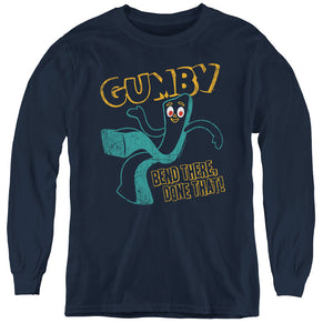 AN OFFCIALLY LICENSED GUMBY BEND THERE YOUTH LONG SLEEVE T-SHIRT NAVY