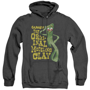 AN OFFCIALLY LICENSED GUMBY SO PUNNY ADULT UNISEX HEATHER PULLOVER HOODIE BLACK