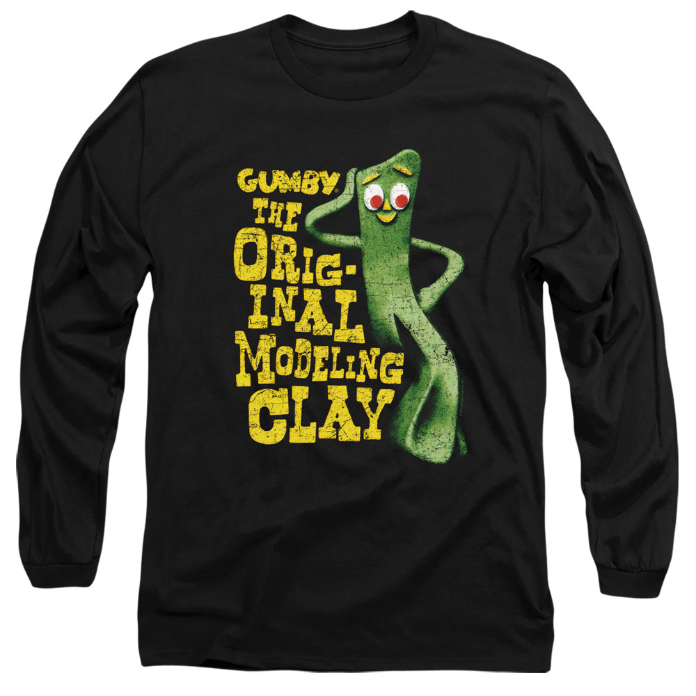 AN OFFCIALLY LICENSED GUMBY SO PUNNY MEN'S LONG SLEEVE T-SHIRT BLACK