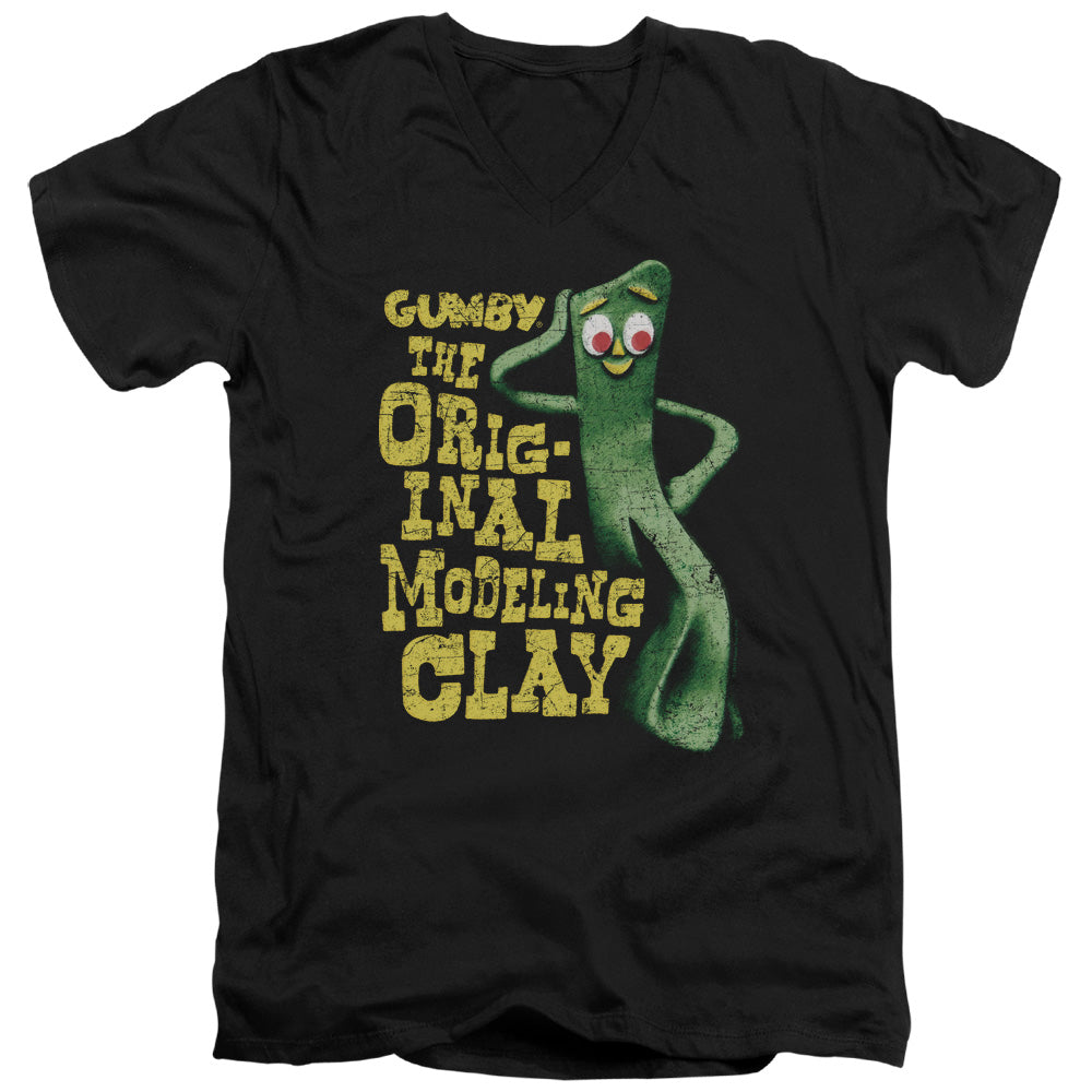 AN OFFCIALLY LICENSED GUMBY SO PUNNY MEN'S V-NECK T-SHIRT BLACK