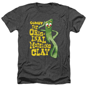 AN OFFCIALLY LICENSED GUMBY SO PUNNY MEN'S HEATHER T-SHIRT CHARCOAL