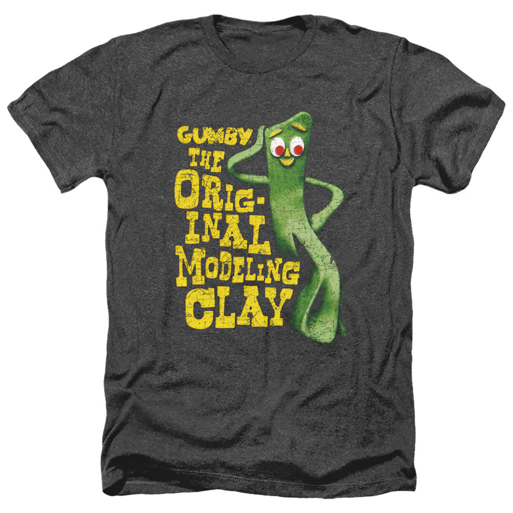 AN OFFCIALLY LICENSED GUMBY SO PUNNY MEN'S HEATHER T-SHIRT CHARCOAL