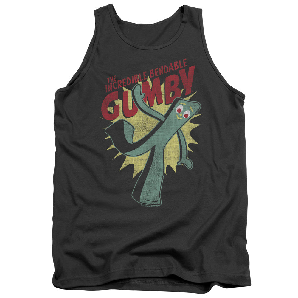 AN OFFCIALLY LICENSED GUMBY BENDABLE ADULT UNISEX TANK TOP CHARCOAL