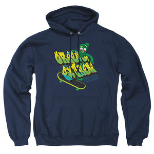 AN OFFCIALLY LICENSED GUMBY GREEN AND EXTREME ADULT UNISEX PULLOVER HOODIE NAVY