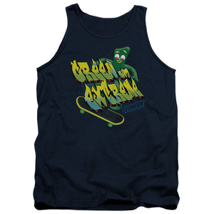 AN OFFCIALLY LICENSED GUMBY GREEN AND EXTREME ADULT UNISEX TANK TOP NAVY