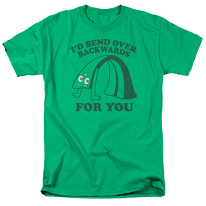 AN OFFCIALLY LICENSED GUMBY BEND BACKWARDS MEN'S REGULAR FIT T-SHIRT KELLY GREEN
