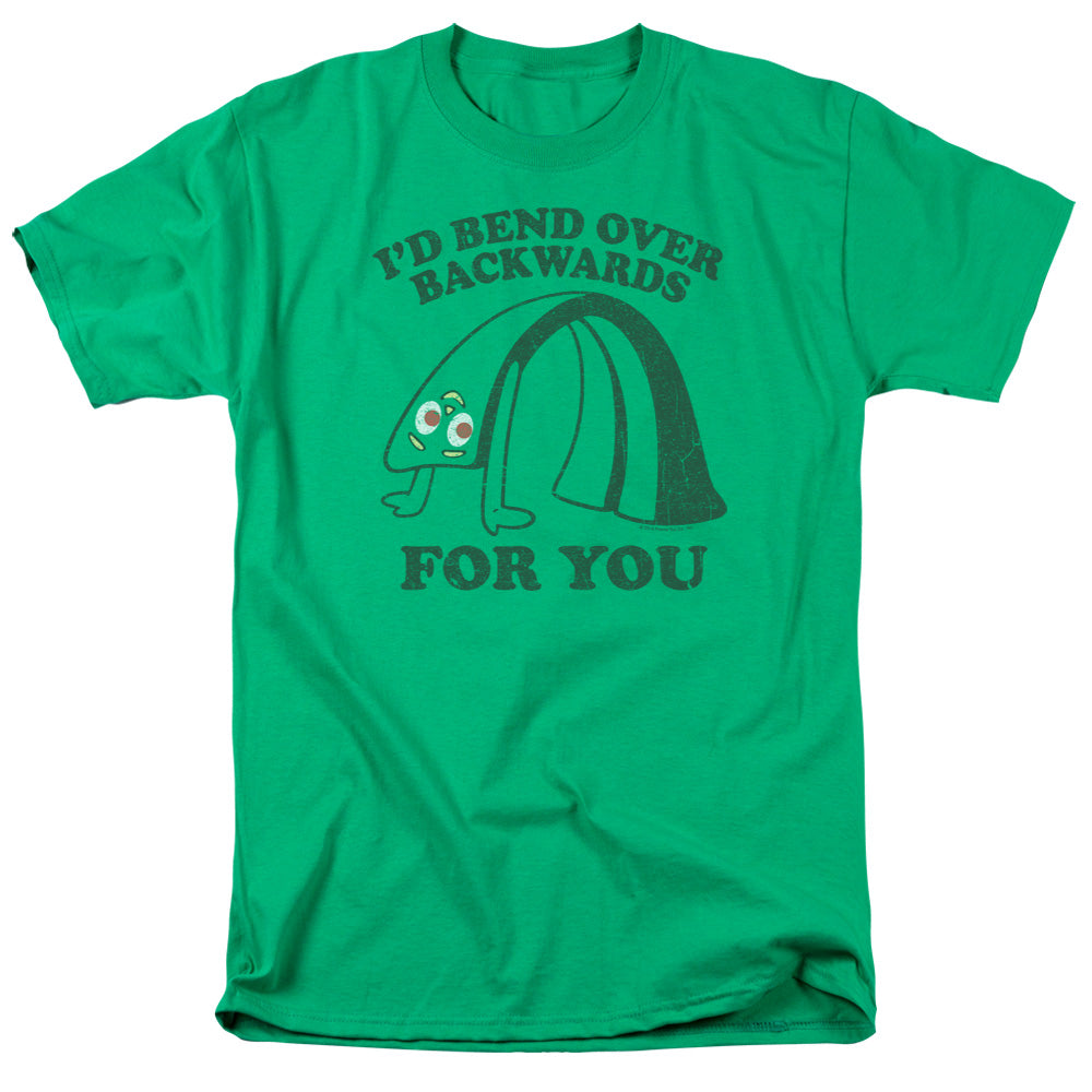 AN OFFCIALLY LICENSED GUMBY BEND BACKWARDS MEN'S REGULAR FIT T-SHIRT KELLY GREEN