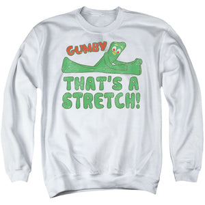 AN OFFCIALLY LICENSED GUMBY THAT’S A STRETCH ADULT UNISEX CREWNECK SWEATSHIRT WHITE